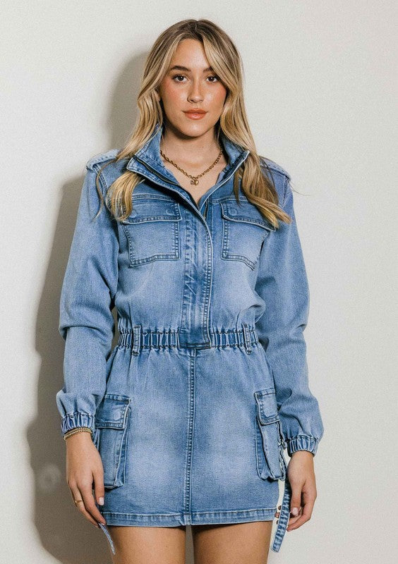 Denim romper skirt hotsell