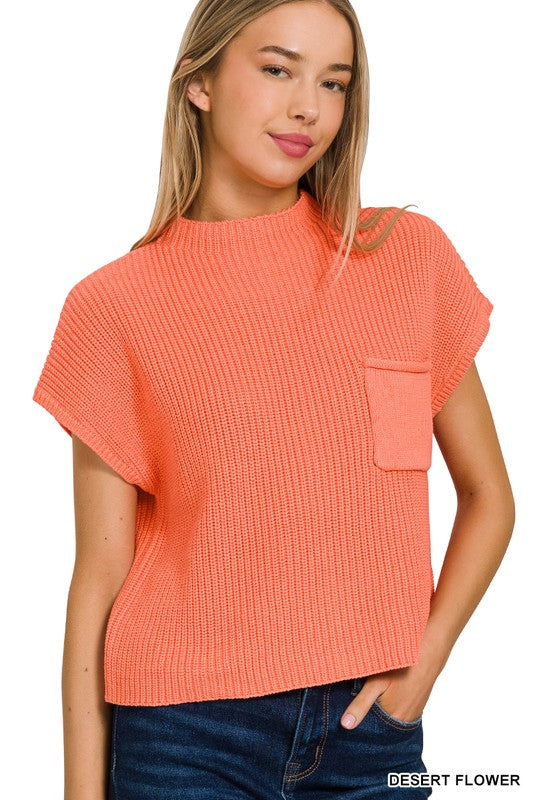 MOCK NECK CROPPED SWEATER