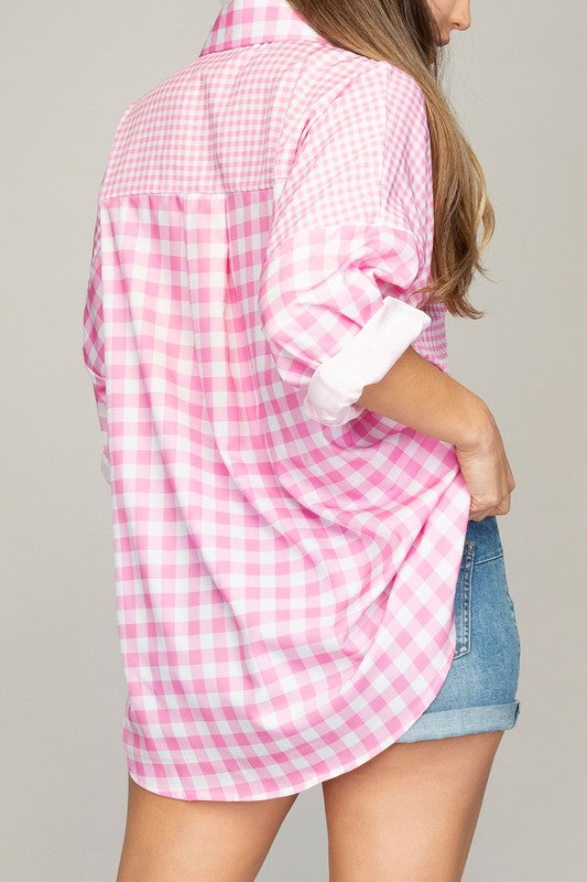 PREPPY PINK PLAID SHIRT