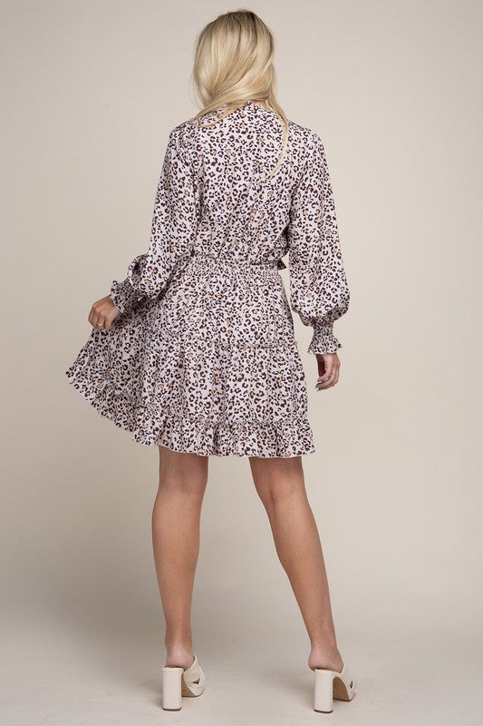 LEOPARD PRINT RUFFLE HEM DRESS