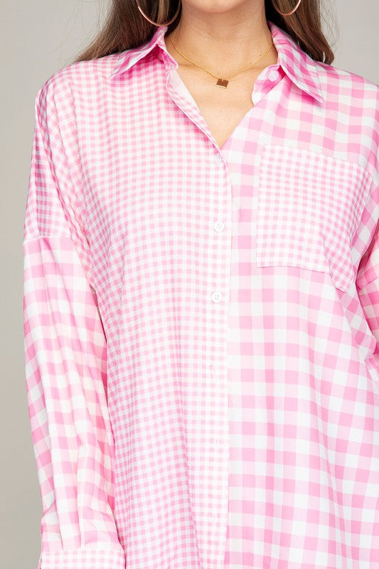 PREPPY PINK PLAID SHIRT