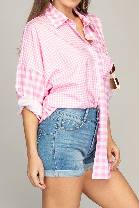 PREPPY PINK PLAID SHIRT