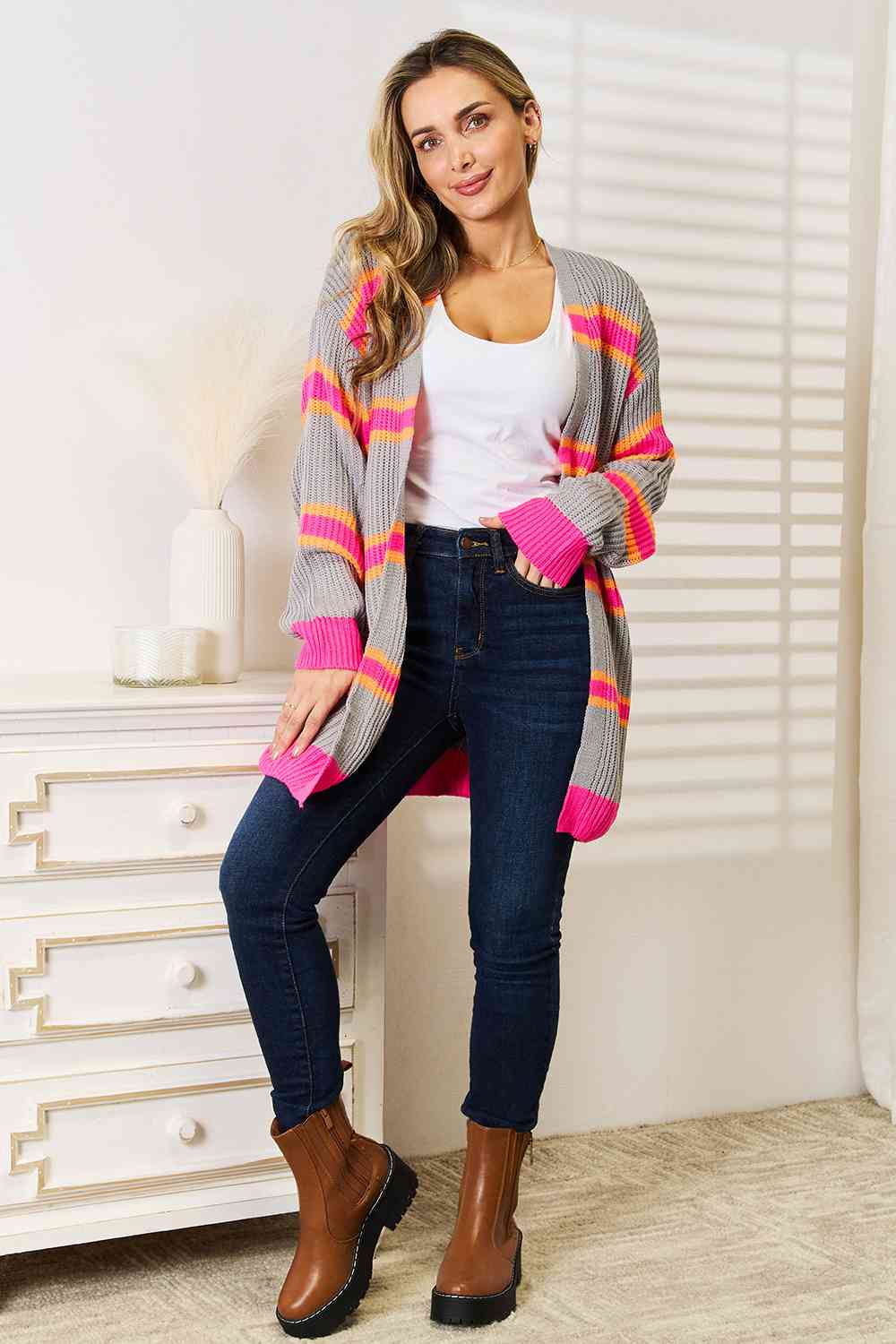 MEET ME IN BOSTON STRIPED CARDIGAN