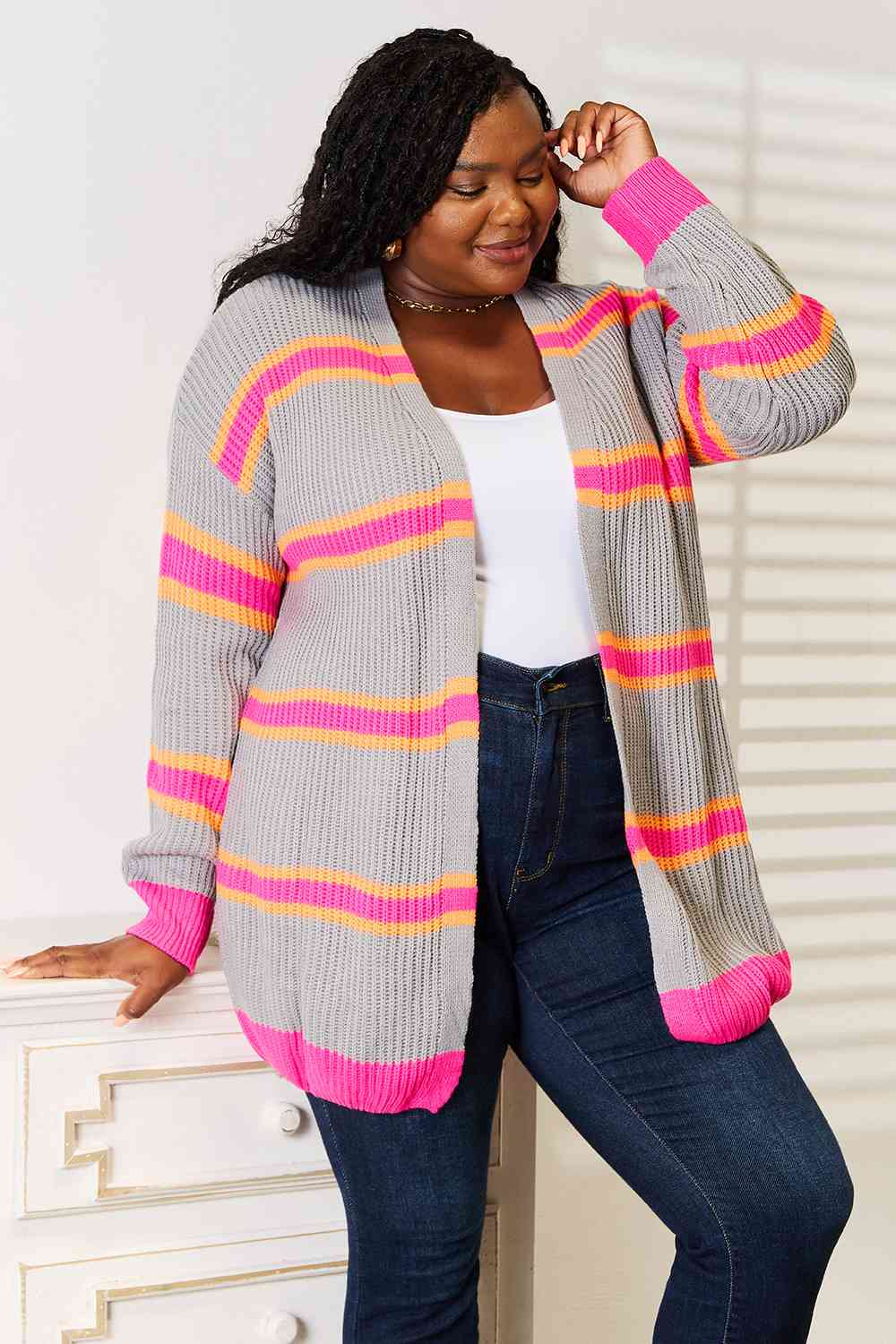 MEET ME IN BOSTON STRIPED CARDIGAN