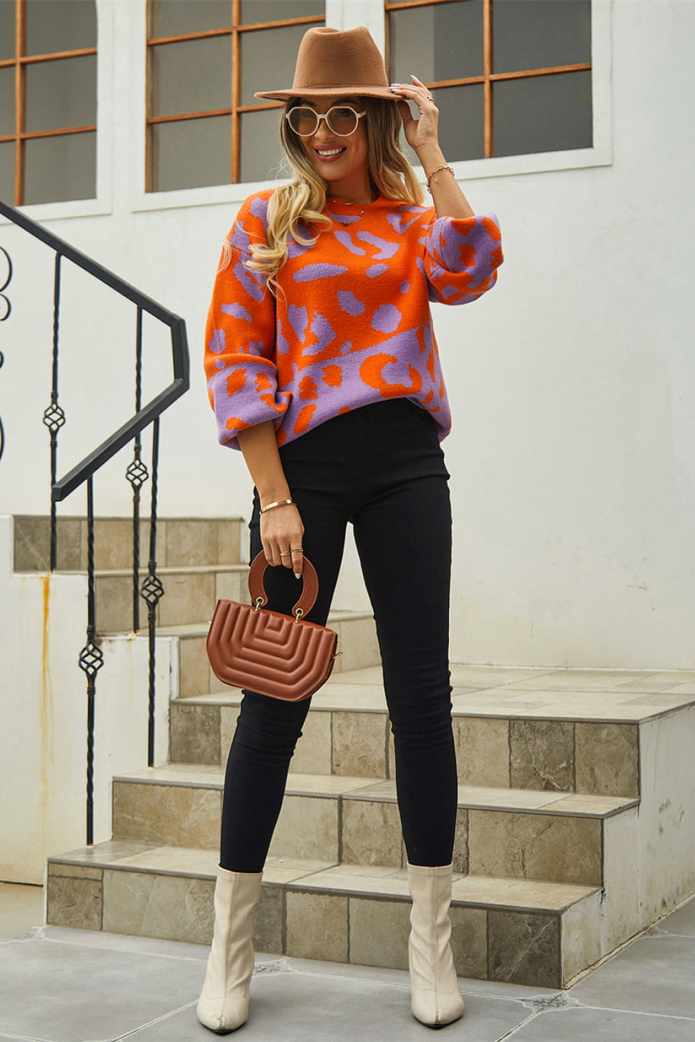 LEOPARD TWO TONE SWEATER