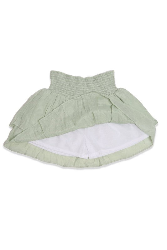 RUFFLE TIERED MINI SKIRT WITH SHORTS