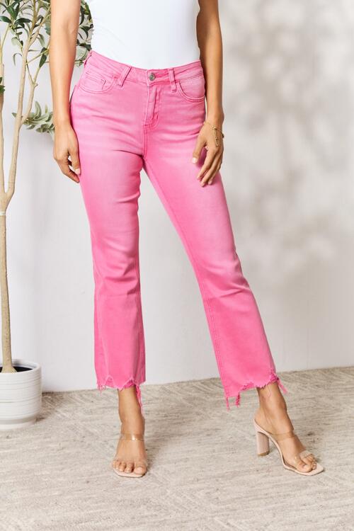 BAYEAS FRAYED HEM BOOTCUT JEANS