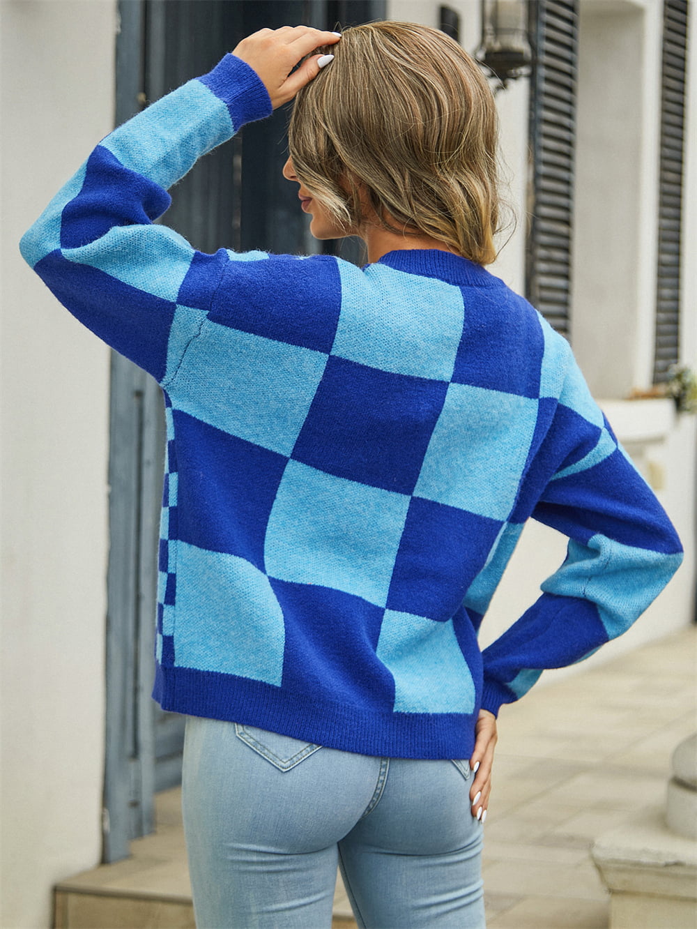 MULTI CHECK V NECK CARDI