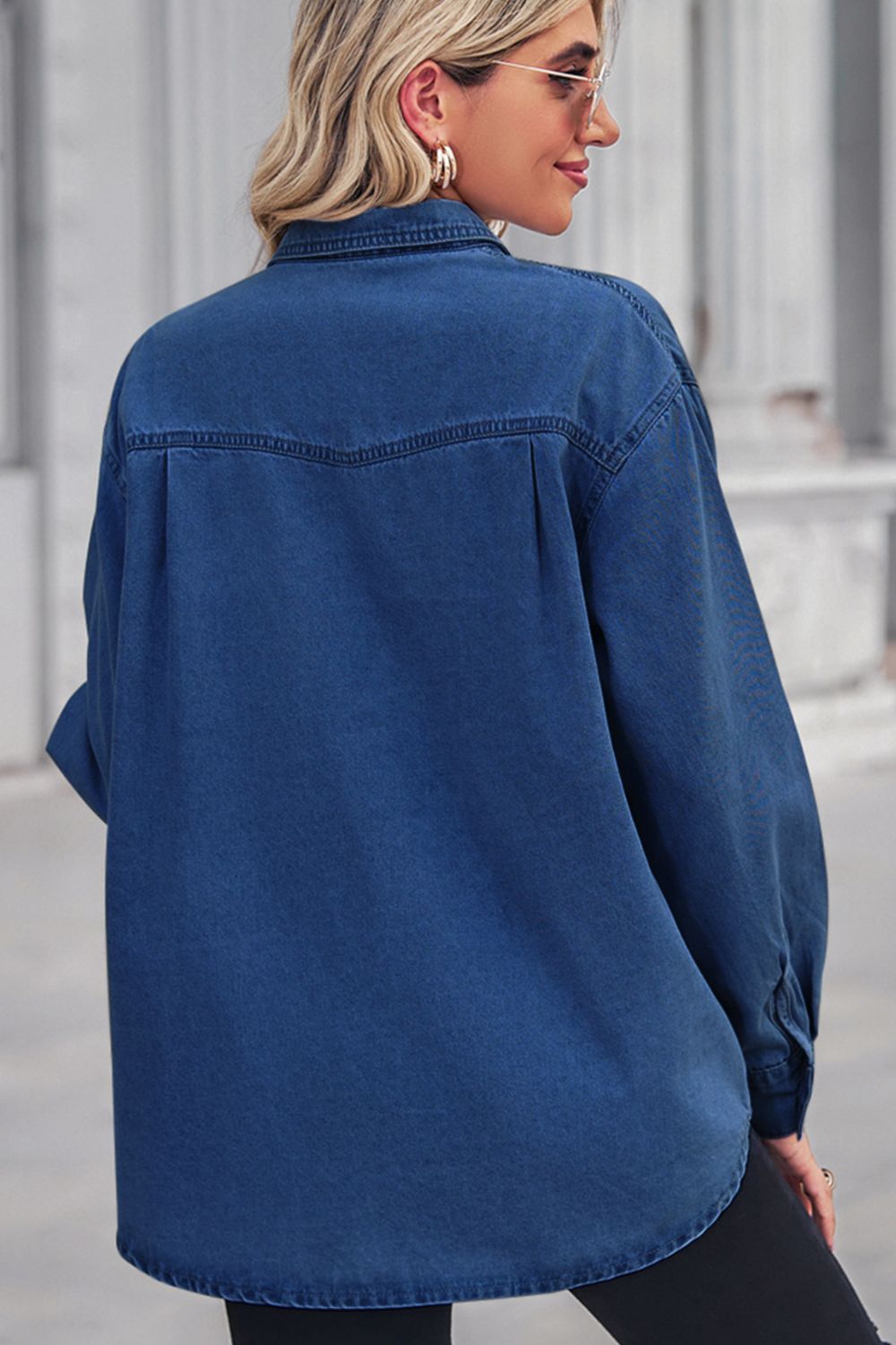 DROPPED SHOULDER DENIM SHIRT