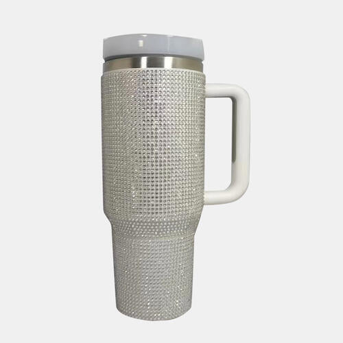 RHINESTONE STAINLESS STEEL TUMBLER WITH STRAW