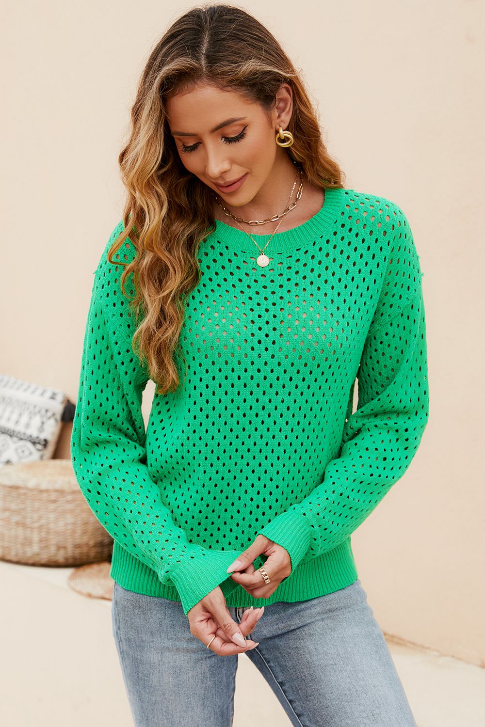 LET IT BREATHE OPEN WEAVE SWEATER