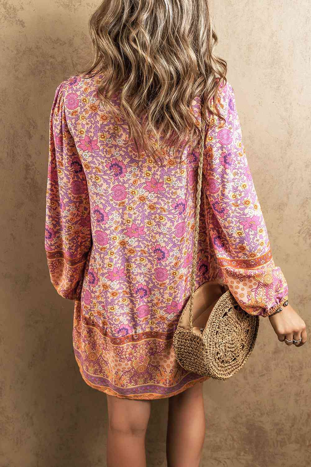 FLORAL V-NECK MINI DRESS