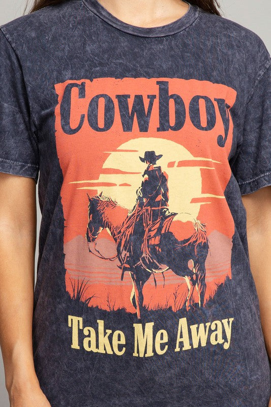 COWBOY TAKE ME AWAY GRAPHIC TEE