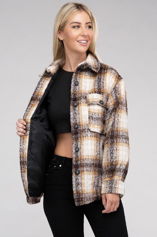 COZY PLAID FLANNEL SHACKET