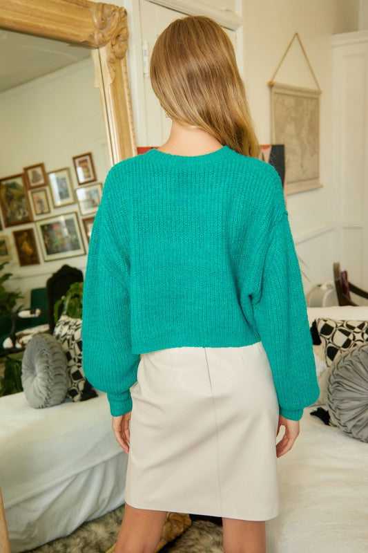 JEWEL TONE CROPPED SWEATER