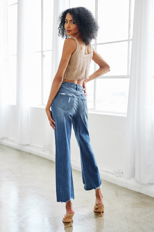 HIGH RISE SLIM WIDE LEG JEANS