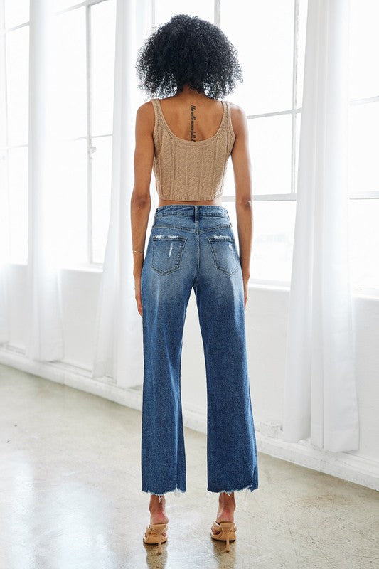 HIGH RISE SLIM WIDE LEG JEANS