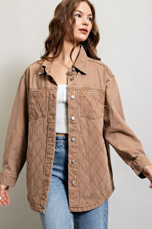 QUILTED BUTTON DOWN SHACKET