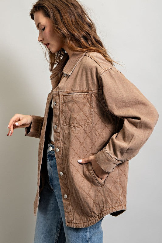 QUILTED BUTTON DOWN SHACKET