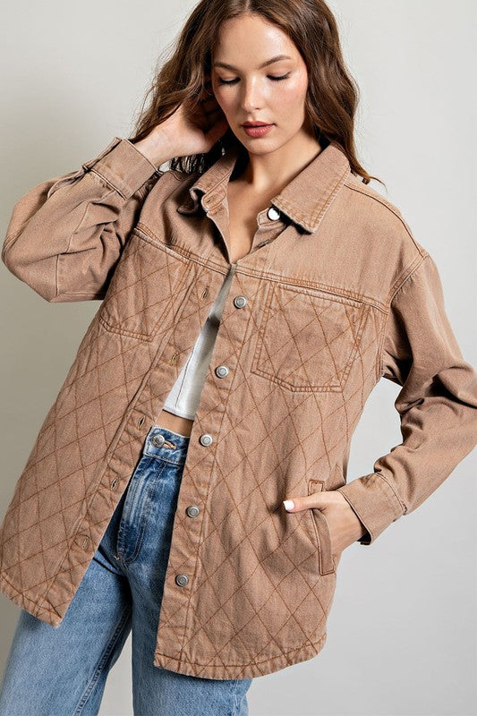 QUILTED BUTTON DOWN SHACKET