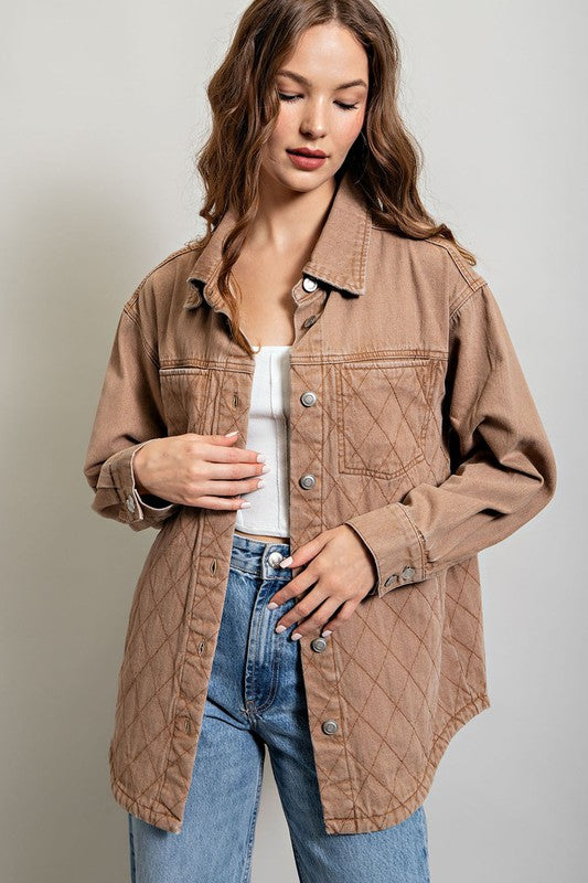 QUILTED BUTTON DOWN SHACKET