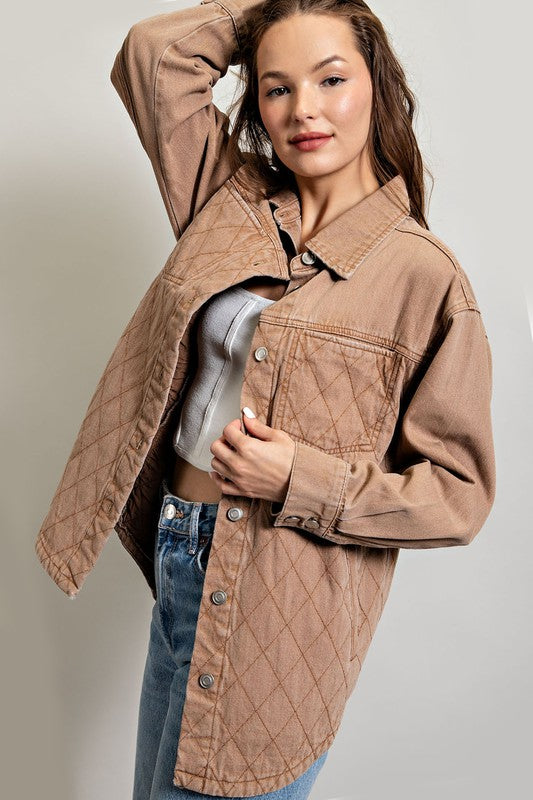 QUILTED BUTTON DOWN SHACKET