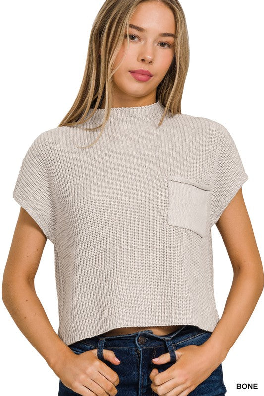 MOCK NECK CROPPED SWEATER