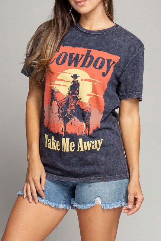 COWBOY TAKE ME AWAY GRAPHIC TEE