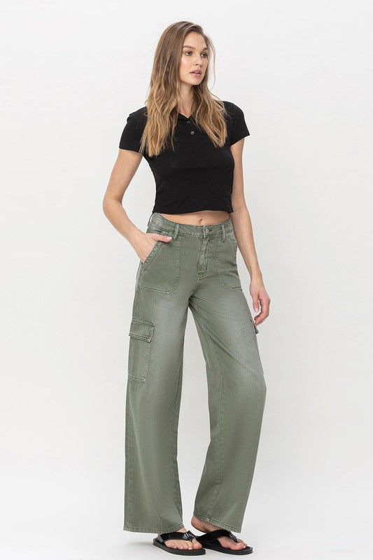 High Rise Cargo Wide Leg Jeans