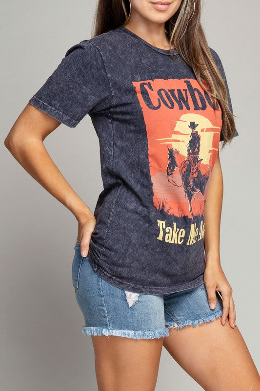 COWBOY TAKE ME AWAY GRAPHIC TEE