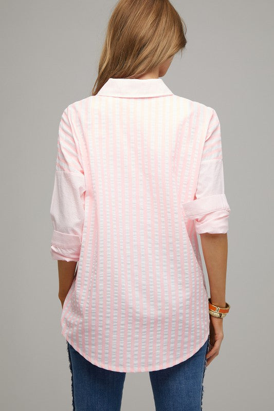 STRIPE BUTTON DOWN LONG SLEEVE SHIRT