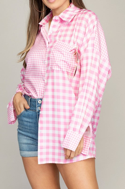 PREPPY PINK PLAID SHIRT