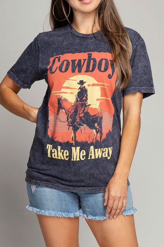 COWBOY TAKE ME AWAY GRAPHIC TEE