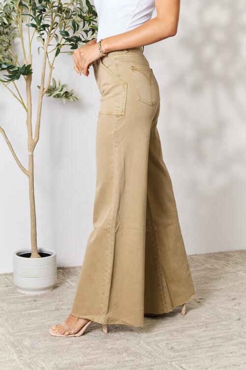 BAYEAS RAW HEM WIDE LEG JEANS