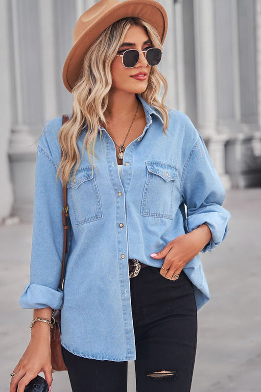 DROPPED SHOULDER DENIM SHIRT