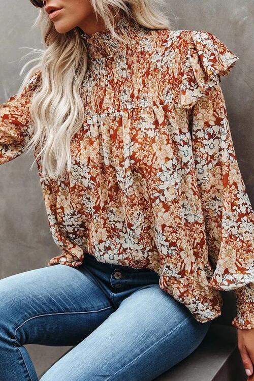 FLORAL SMOCKED BLOUSE