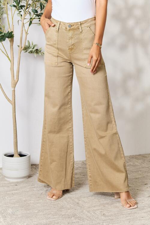 BAYEAS RAW HEM WIDE LEG JEANS