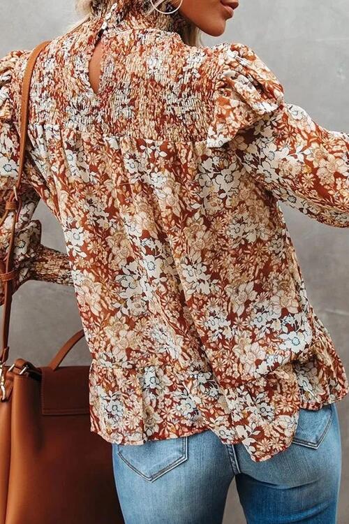 FLORAL SMOCKED BLOUSE