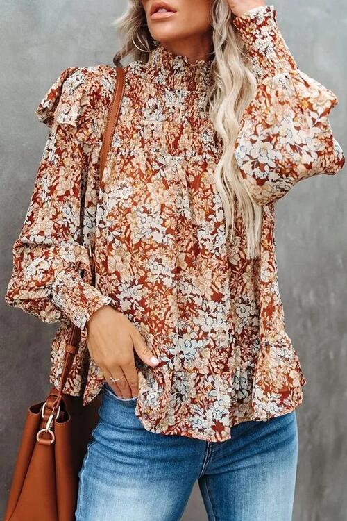 FLORAL SMOCKED BLOUSE