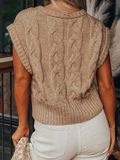 CABLE KNIT CAP SLEEVE SWEATER