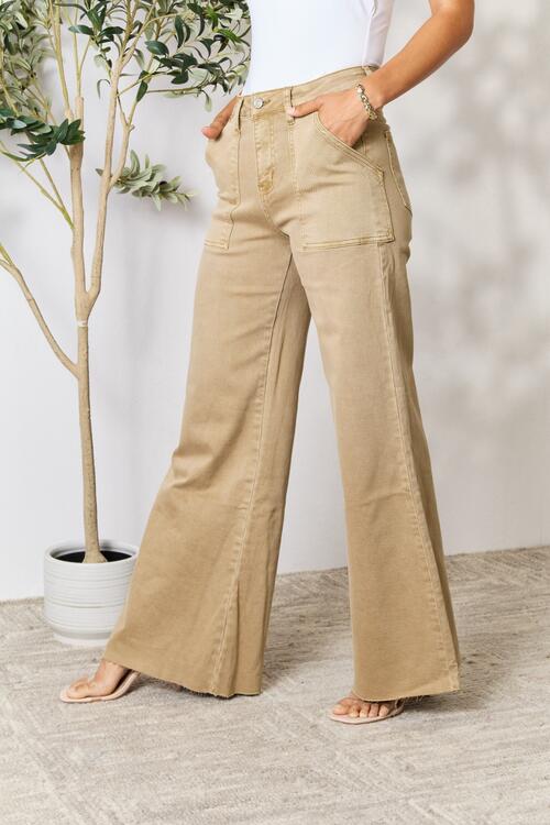 BAYEAS RAW HEM WIDE LEG JEANS