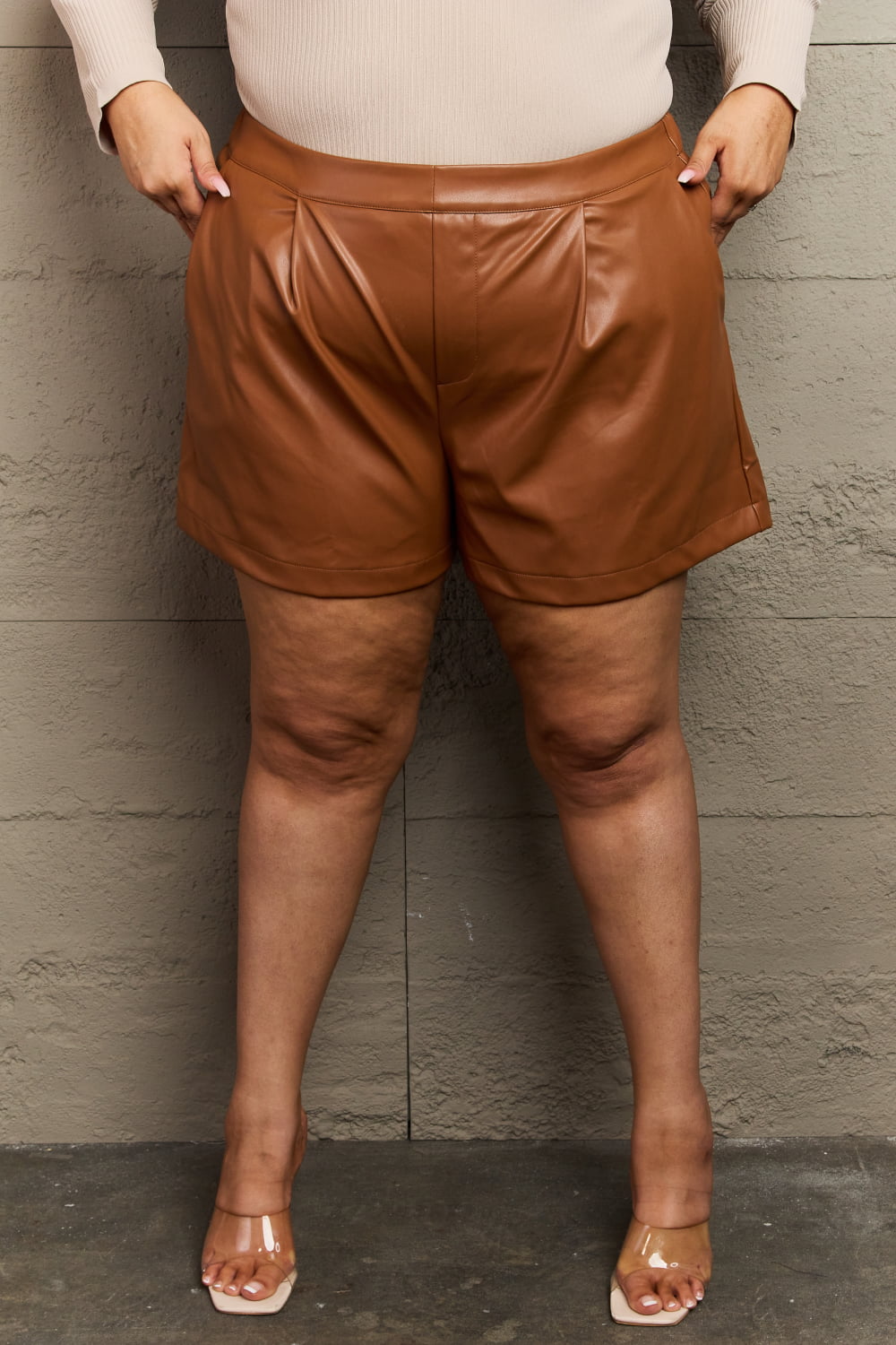 HIGH WAIST VEGAN LEATHER SHORTS